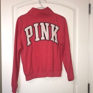 L PINK half zip with kangaroo pockets